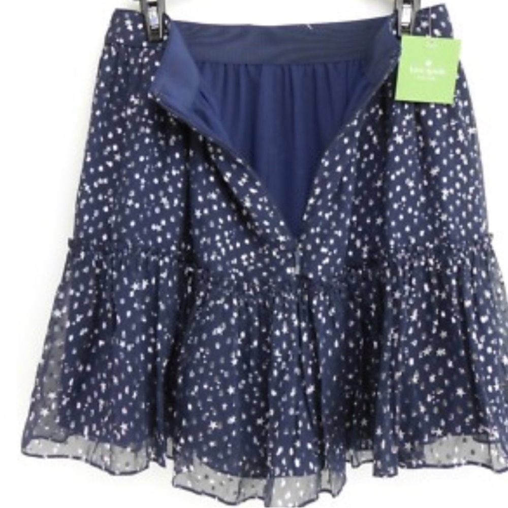 kate spade Navy Star-Print Tiered Skirt